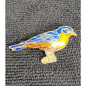 Vintage GARNAY Brooch Pin Blue Jay Bird Signed Jewelry Collectable Gold Tone